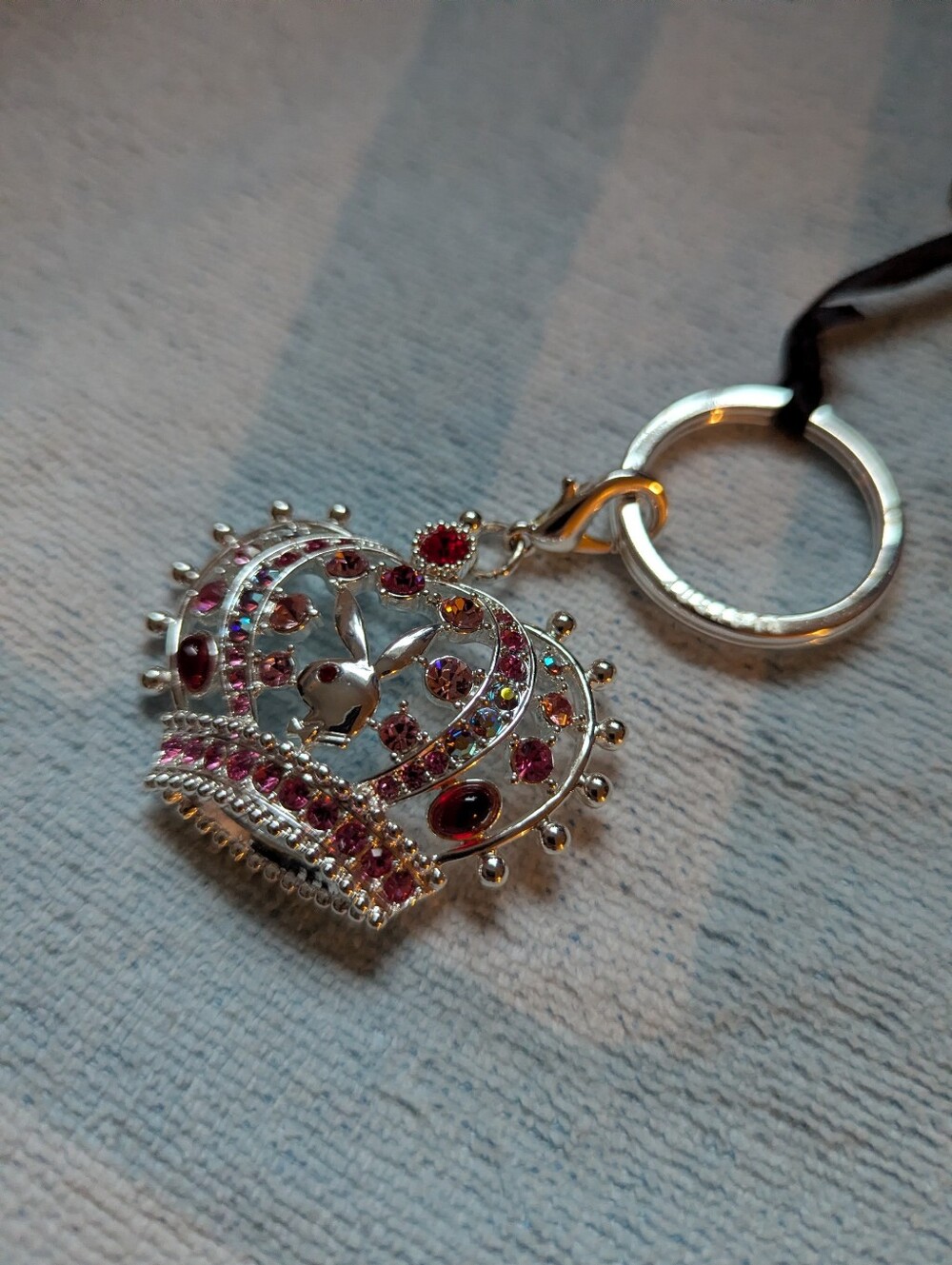 Playboy Keychain Rhinestone Crown Keychain Pendant in Pink